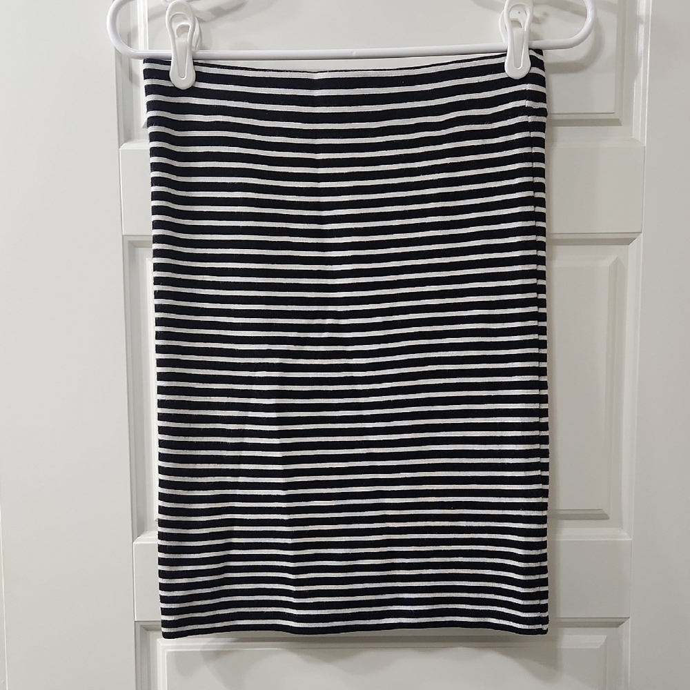 Madewell Black and White Striped Pencil Skirt